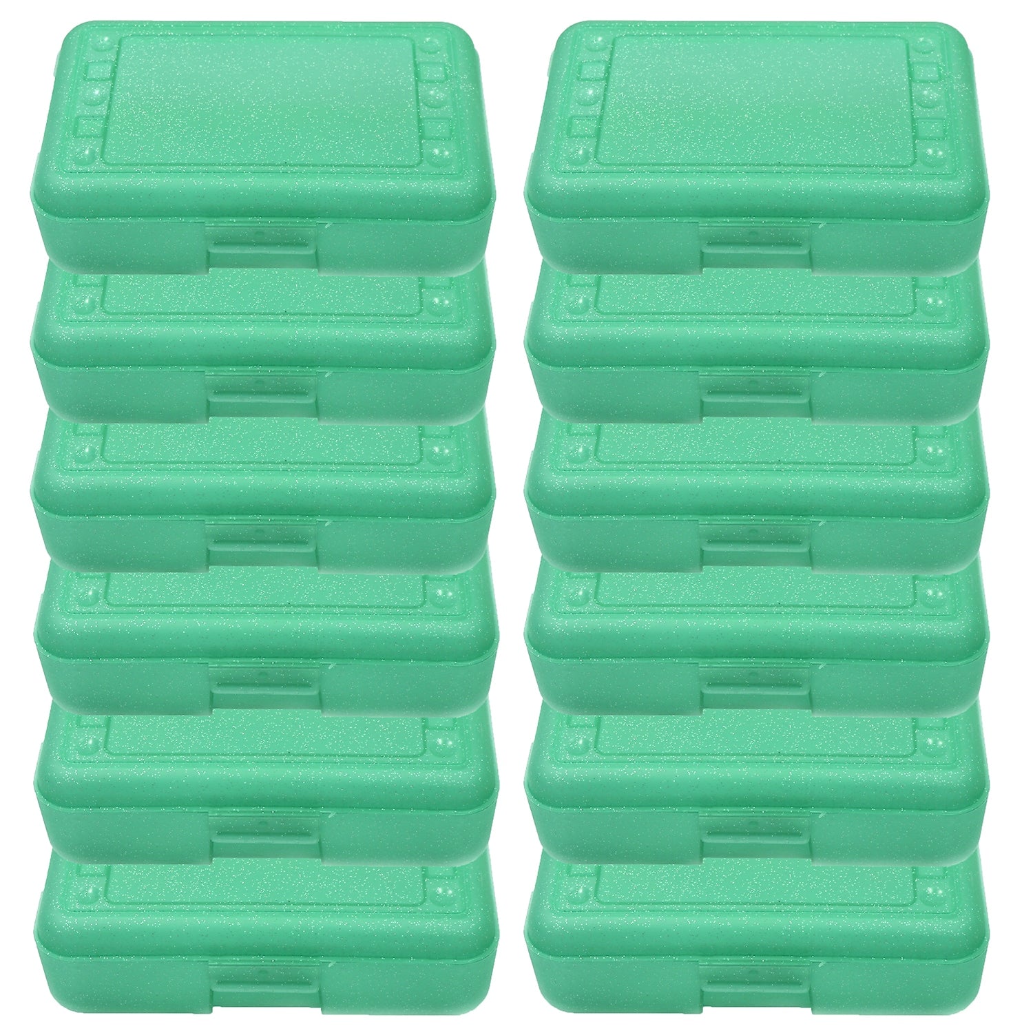 Romanoff Plastic Latch Pencil Case, Lime Sparkle, Pack of 12