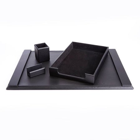 Royce Leather Genuine Leather Pen Cup Organizer, Letter Tray, Blotter and Business Card Holder