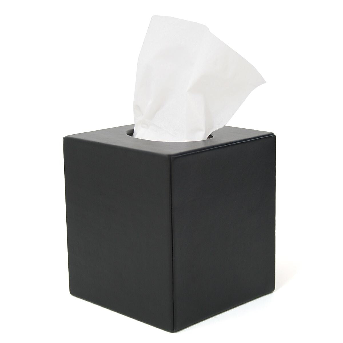 Royce Leather Tissue Box, Black