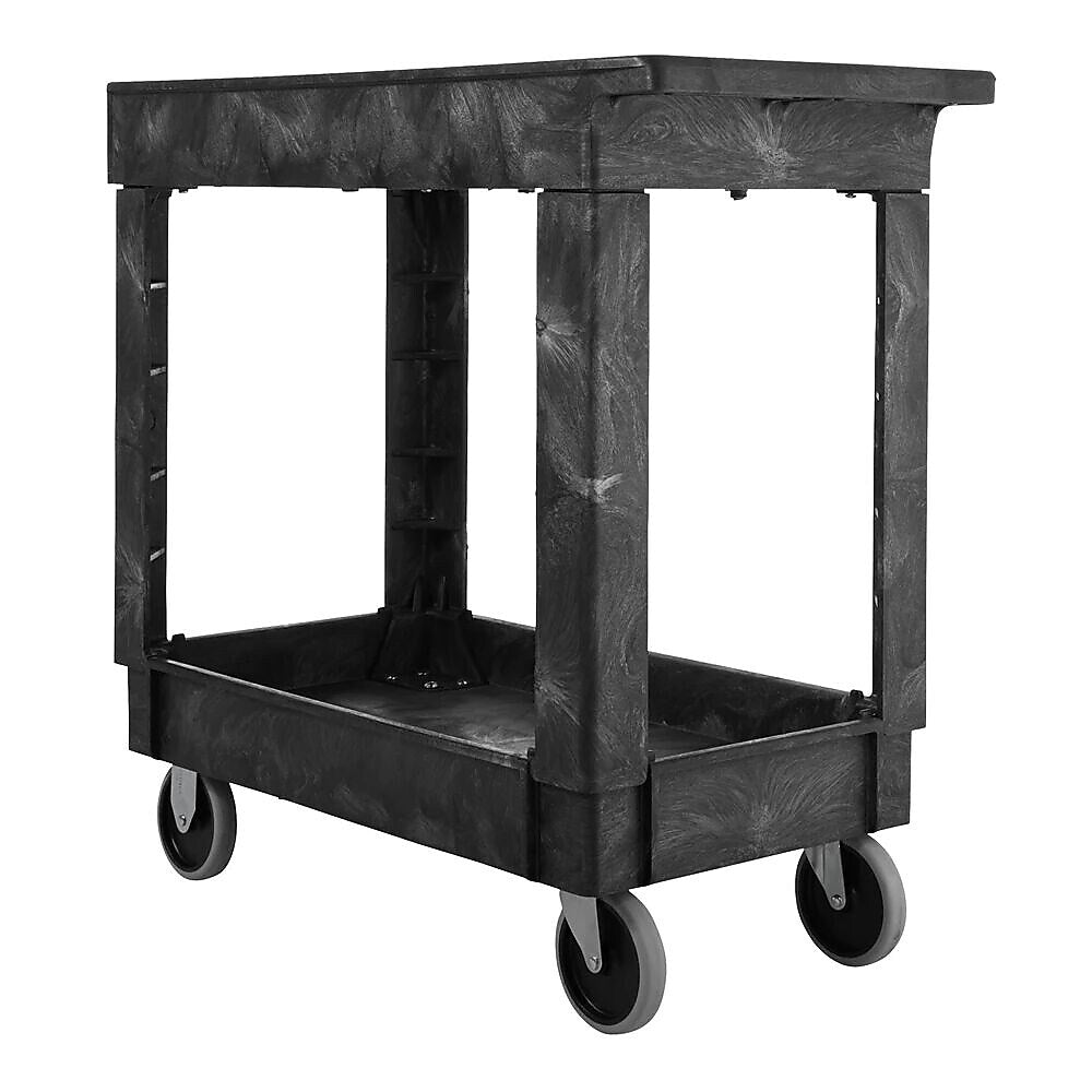 Rubbermaid 2-Shelf Plastic/Poly Mobile Utility Cart, Black