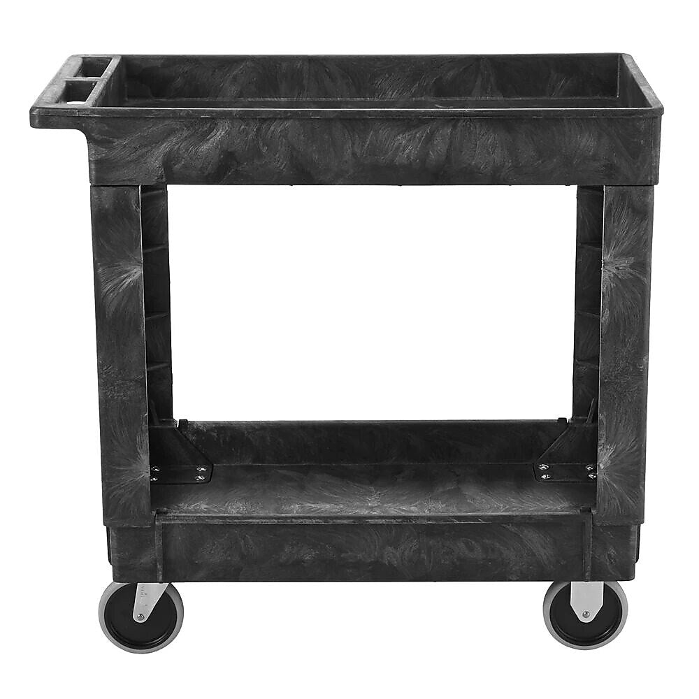 Rubbermaid 2-Shelf Plastic/Poly Mobile Utility Cart, Black