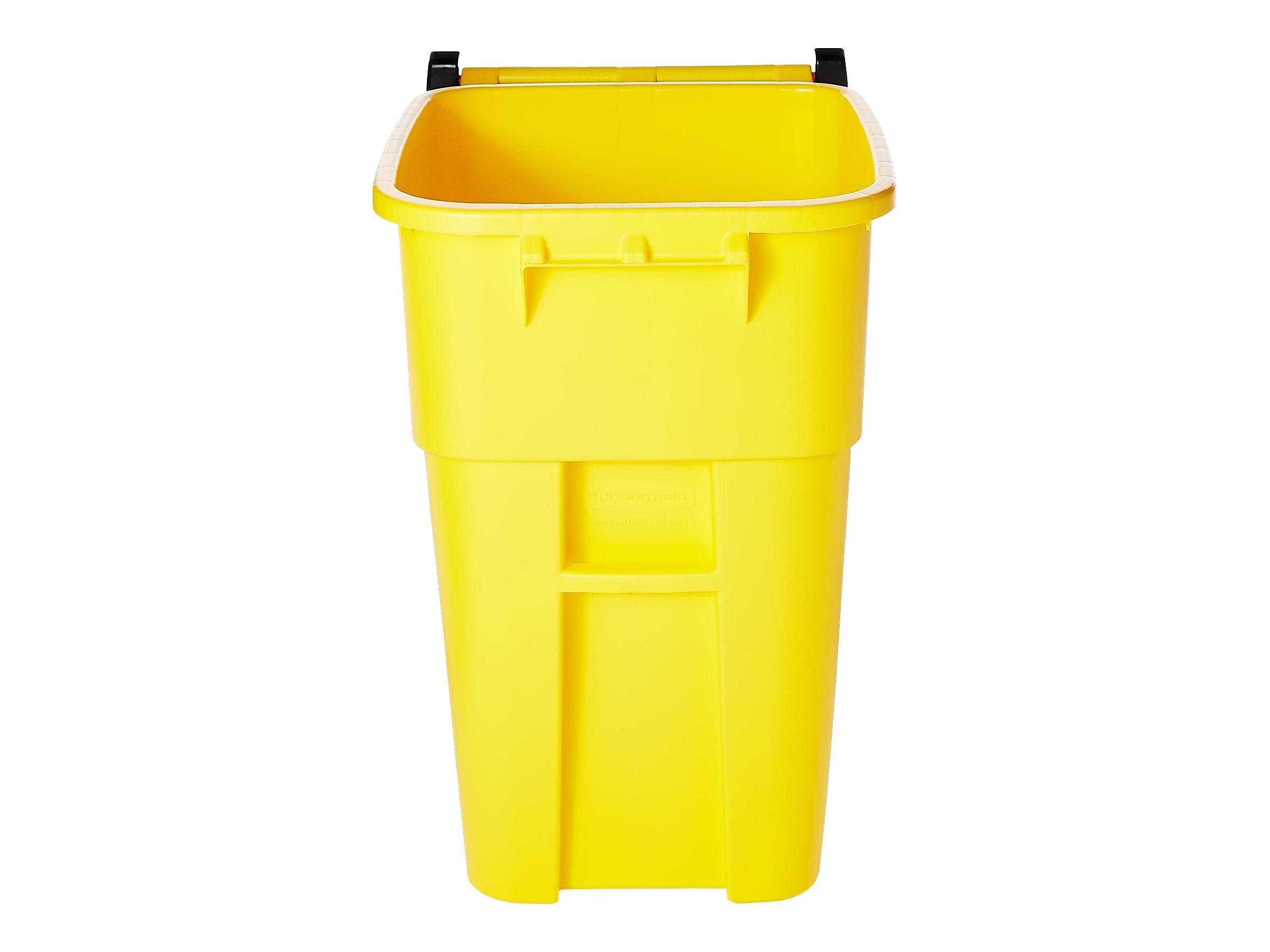 Rubbermaid BRUTE Rollout Plastic Outdoor Trash Can, 50 Gallon, Yellow