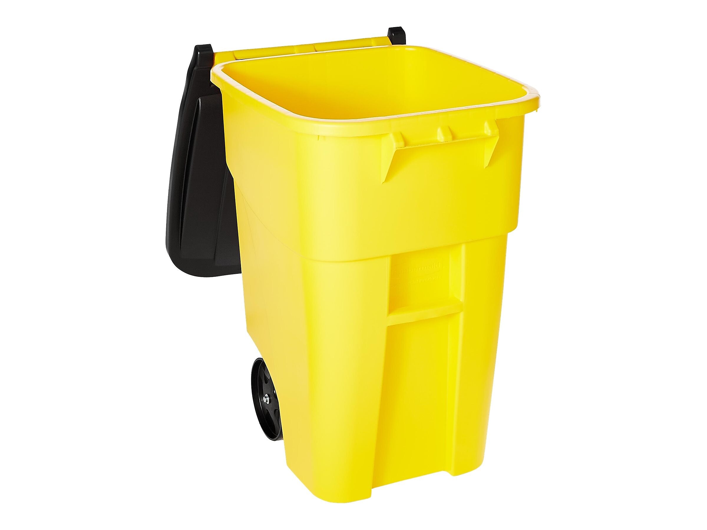 Rubbermaid BRUTE Rollout Plastic Outdoor Trash Can, 50 Gallon, Yellow