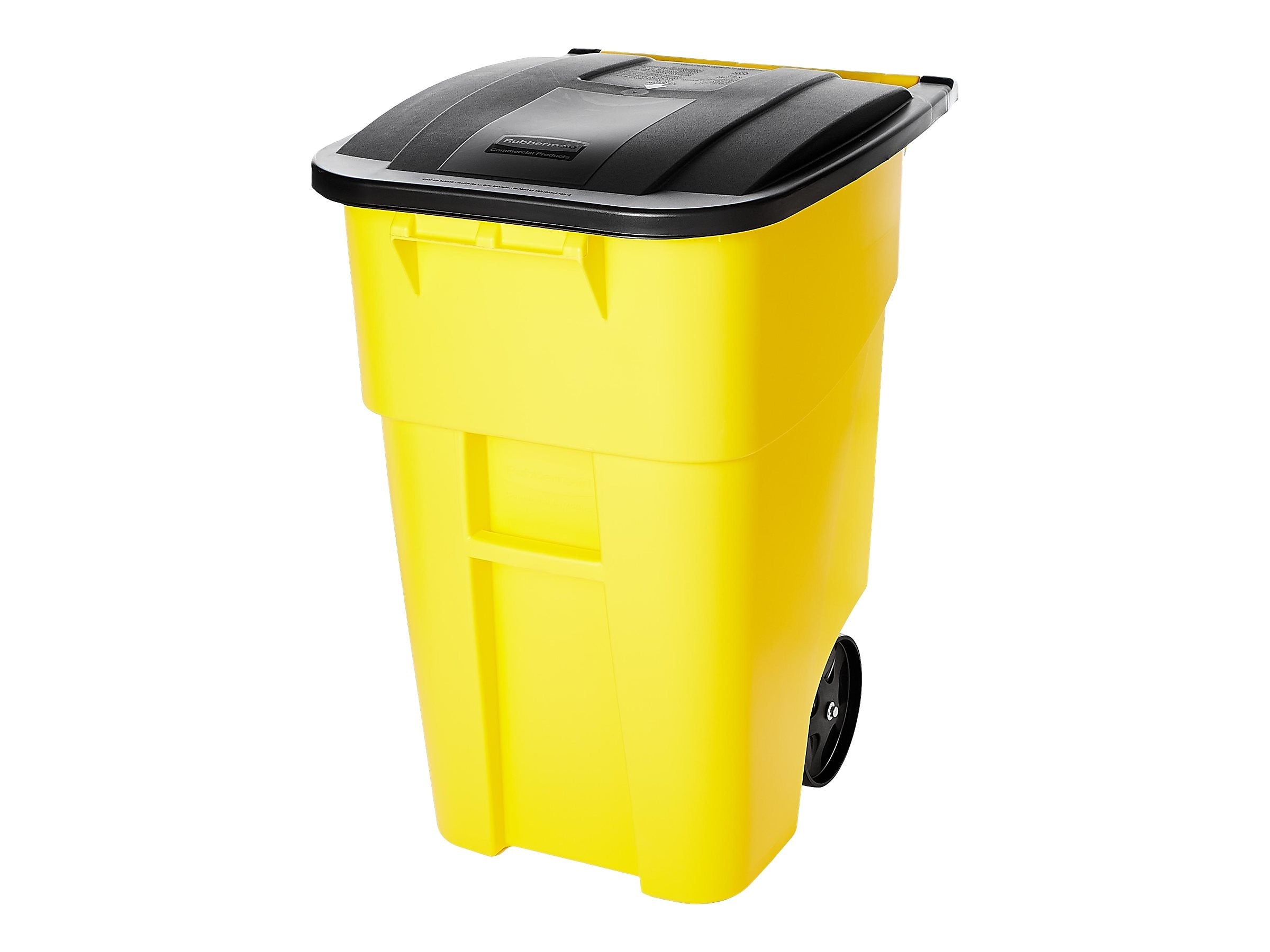 Rubbermaid BRUTE Rollout Plastic Outdoor Trash Can, 50 Gallon, Yellow
