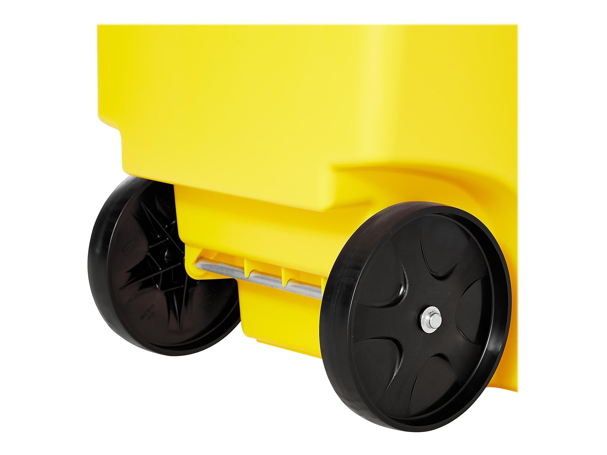 Rubbermaid BRUTE Rollout Plastic Outdoor Trash Can, 50 Gallon, Yellow