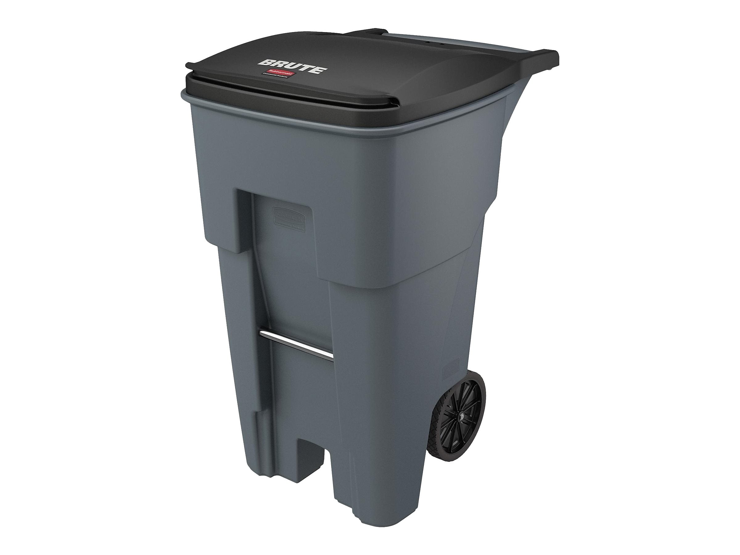 Rubbermaid BRUTE Rollout Plastic Outdoor Trash Can, 65 Gallon, Gray
