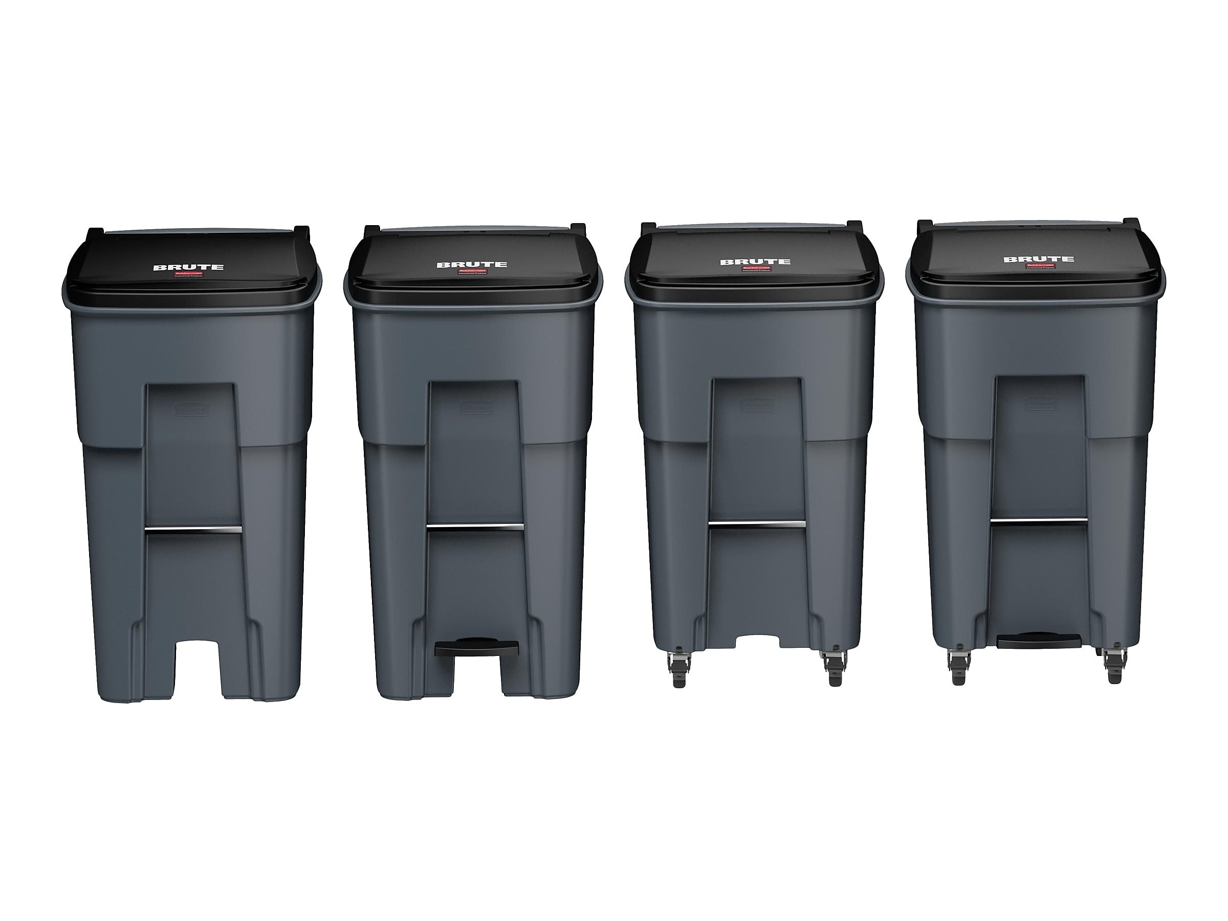 Rubbermaid BRUTE Rollout Plastic Outdoor Trash Can, 65 Gallon, Gray