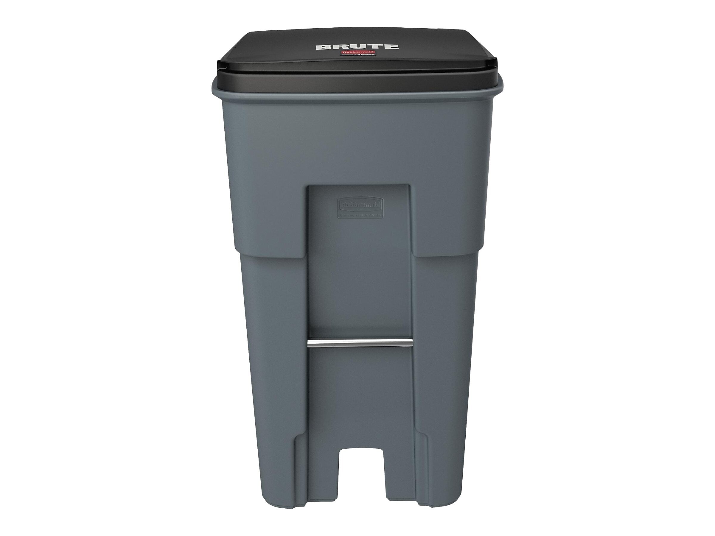 Rubbermaid BRUTE Rollout Plastic Outdoor Trash Can, 65 Gallon, Gray