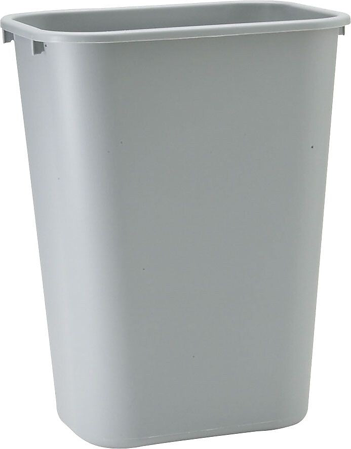 Rubbermaid Commercial Deskside Plastic Wastebasket, 3.5 Gallon, Gray