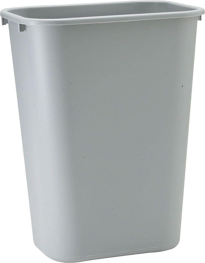 Rubbermaid® Commercial Deskside Plastic Wastebasket, 3.5 Gallon, Gray, 12 1/8 