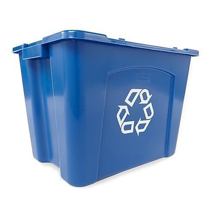 Rubbermaid Commercial Products Plastic Recycling Bin, 14 Gallon, Blue