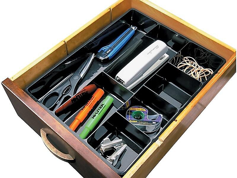 Rubbermaid Extra Deep Plastic Drawer Organizer, Black