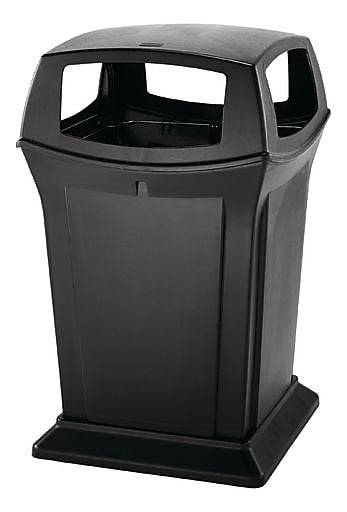 Rubbermaid Fire-Safe Ranger Outdoor Trash Can w/Lid, Black Resin, 45 Gal.