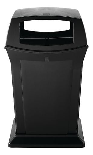 Rubbermaid Fire-Safe Ranger Outdoor Trash Can w/Lid, Black Resin, 45 Gal.