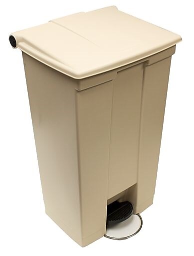 Rubbermaid Fire-Safe Step-On Trash Can, 23 Gallons, Beige