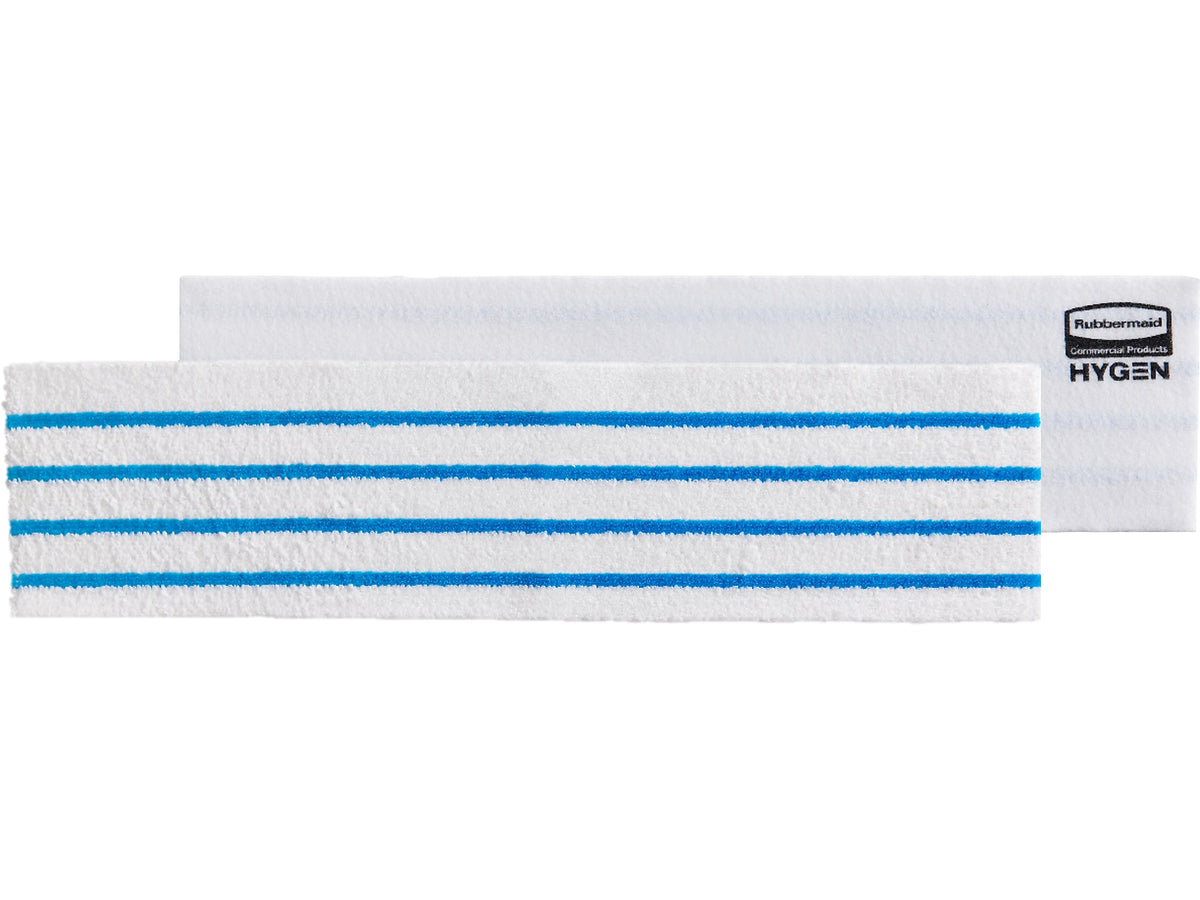 Rubbermaid HYGEN Microfiber Cleaning Pads, 4.75", x 19", White/Blue, 150 Pads/Pack