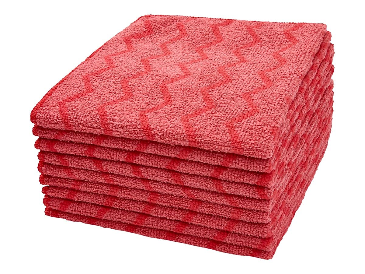 Rubbermaid HYGEN Microfiber Cleaning Rags, 16" x 16", Red, 12 Rags/Pack