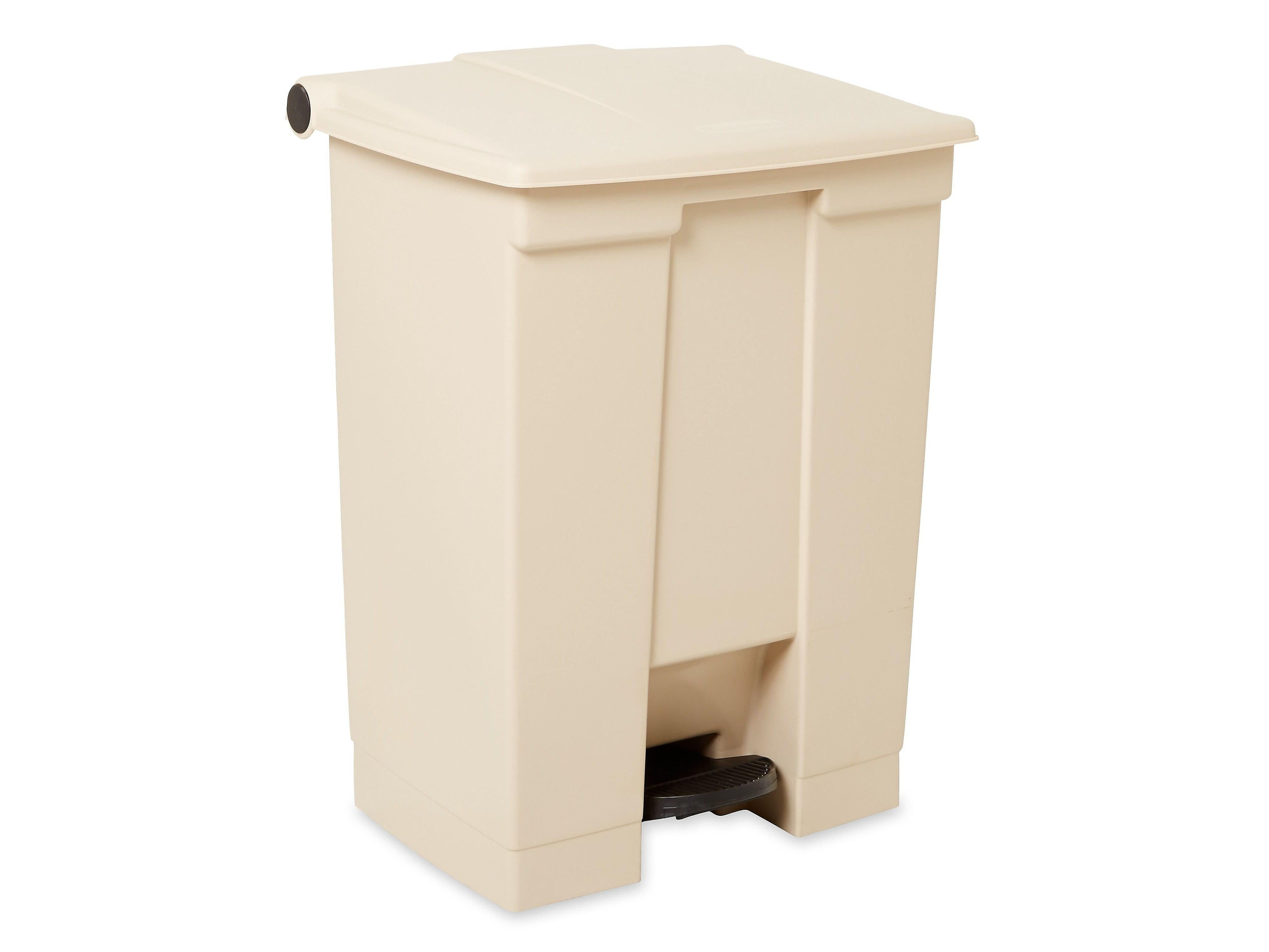 Rubbermaid Indoor Step Trash Can, Beige Plastic, 18 Gal.