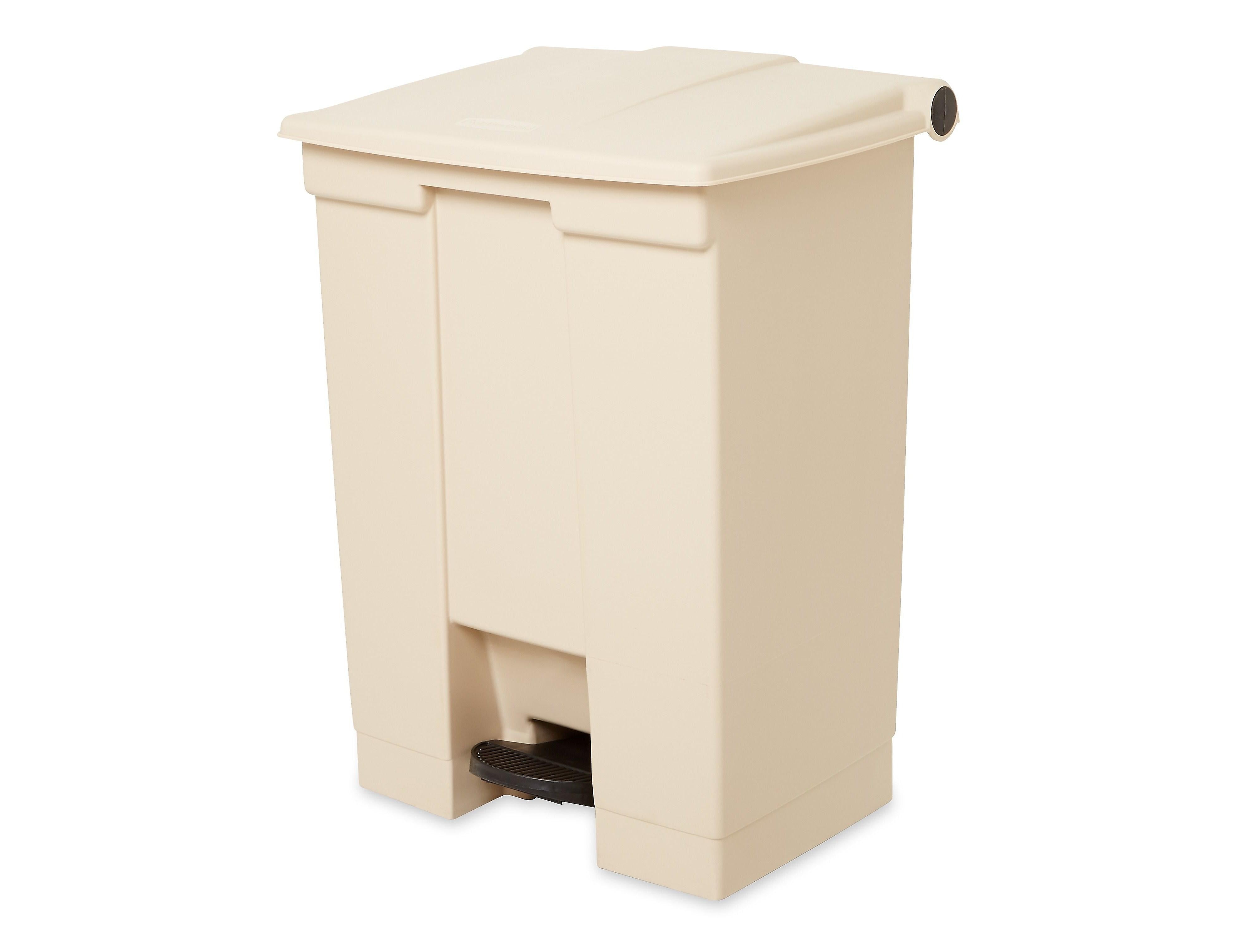 Rubbermaid Indoor Step Trash Can, Beige Plastic, 18 Gal.