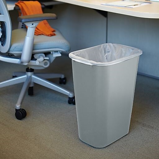 Rubbermaid Indoor Trash Can w/ No Lid, Gray Plastic, 10.25 Gal.
