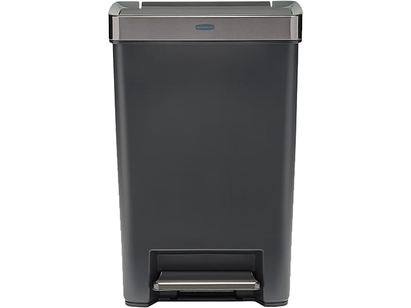 Rubbermaid Premier Series III Indoor Step-On Trash Can with Lid, 12.4 Gallon, Black