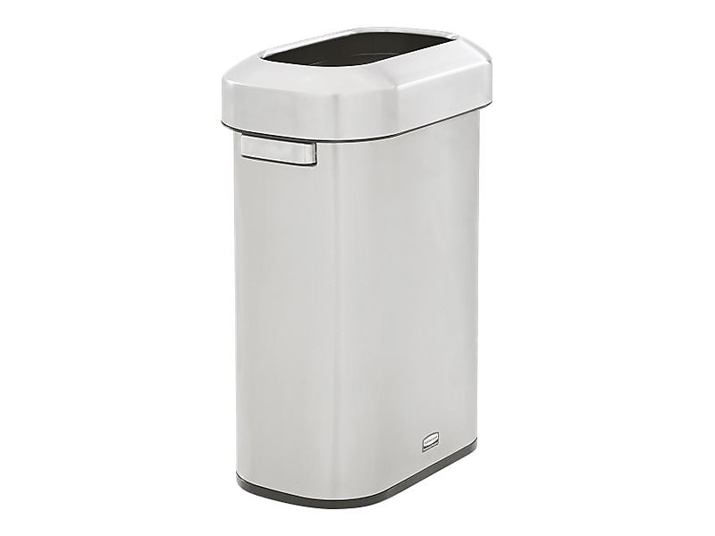 Rubbermaid Refine Stainless Steel Indoor Trash Can with Open Lid, 15 Gallon, Silver