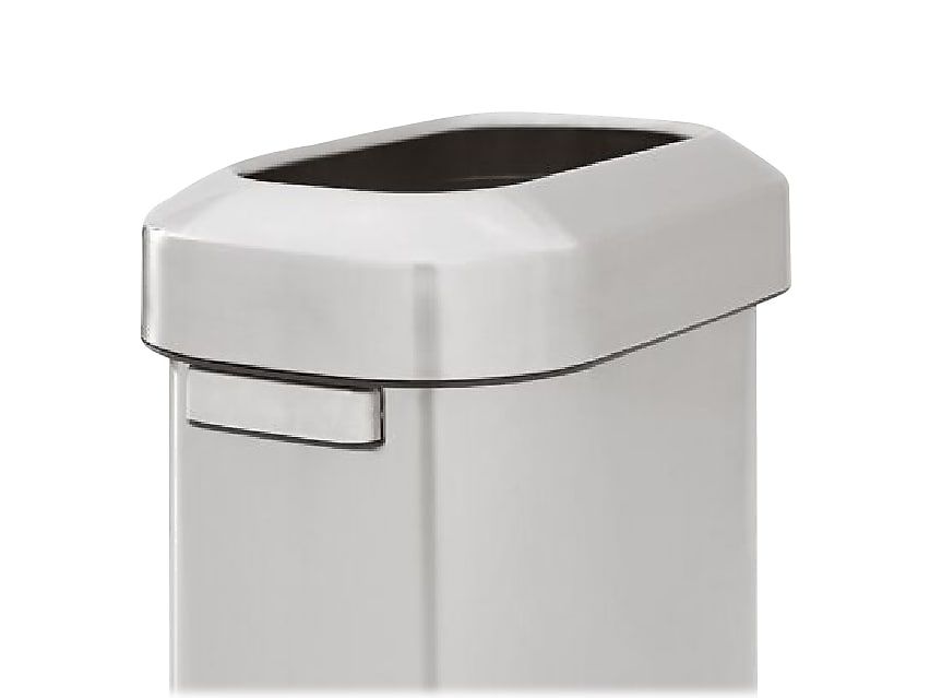 Rubbermaid Refine Stainless Steel Indoor Trash Can with Open Lid, 15 Gallon, Silver