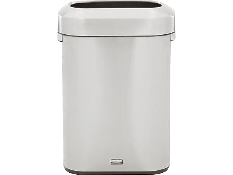 Rubbermaid Refine Stainless Steel Indoor Trash Can with Open Lid, 15 Gallon, Silver