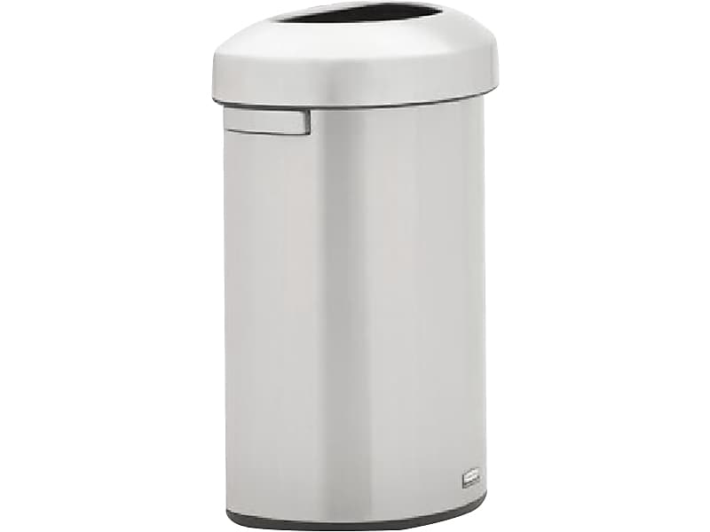 Rubbermaid Refine Stainless Steel Indoor Trash Can with Open Lid, 16 Gallon, Silver