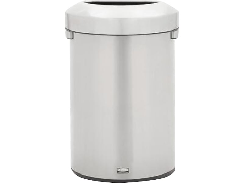 Rubbermaid Refine Stainless Steel Indoor Trash Can with Open Lid, 16 Gallon, Silver