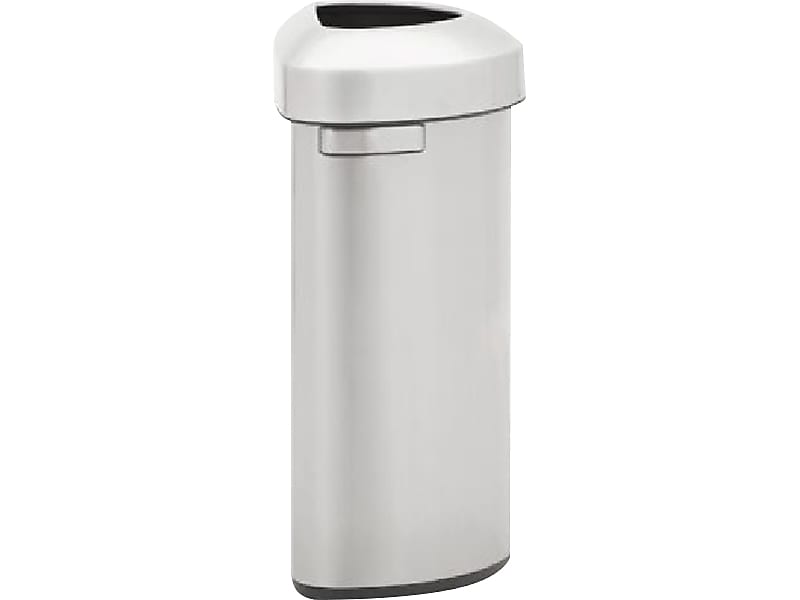 Rubbermaid Refine Stainless Steel Indoor Trash Can with Open Lid, 16 Gallon, Silver