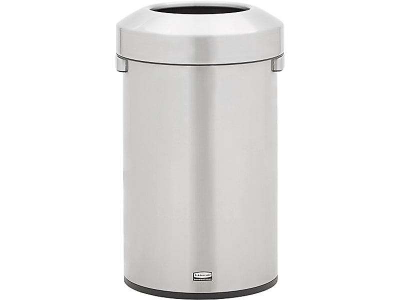 Rubbermaid Refine Stainless Steel Trash Can with Open Lid, 16 Gallons, Silver