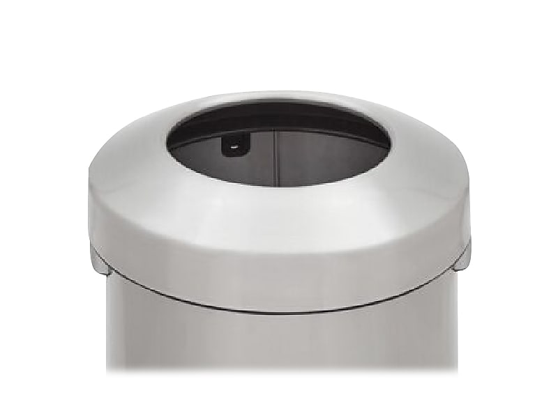 Rubbermaid Refine Stainless Steel Trash Can with Open Lid, 16 Gallons, Silver