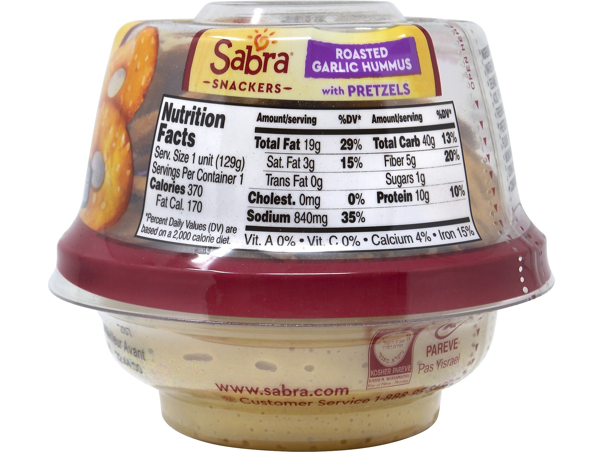 Sabra Classic Hummus with Pretzels, 4.56 Oz., 6/Pack