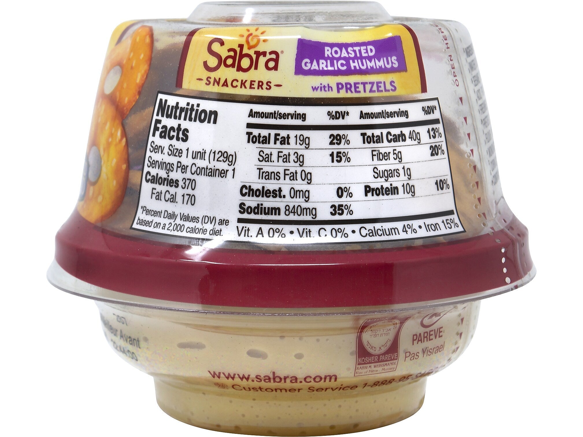 Sabra Classic Hummus with Pretzels, 4.56 Oz., 6/Pack