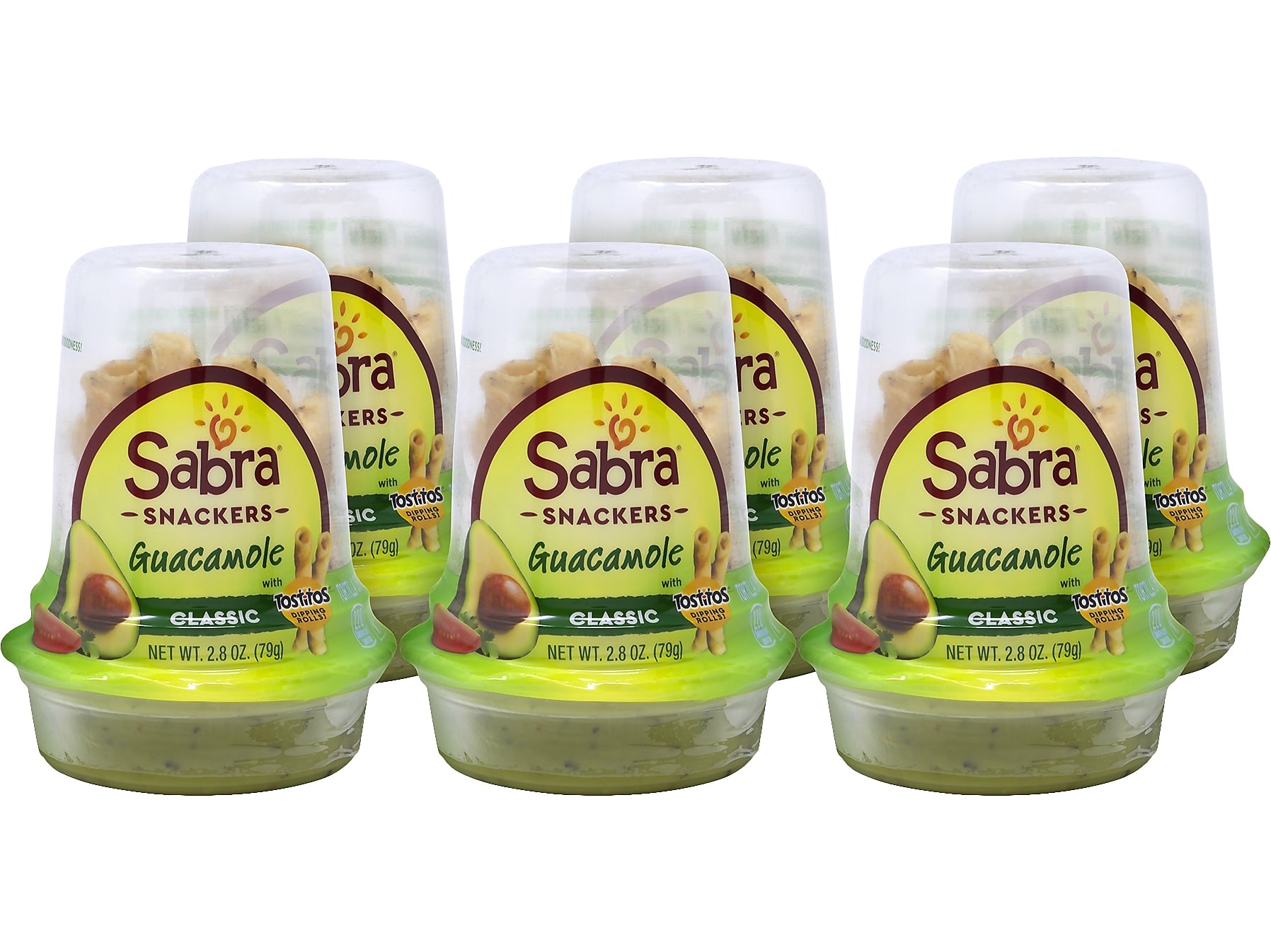 Sabra Grab & Go Guacamole Snackers with Tostitos Dipping Rolls Snack Kit, 2.8 oz., 6/Pack