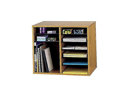 Safco 10-Compartment Literature Organizers, 19.5" x 16", Medium Oak