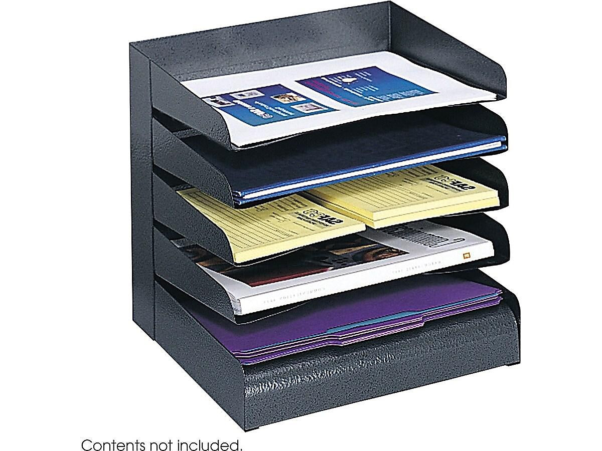Safco 5-Compartments Steel File Organizer, Black