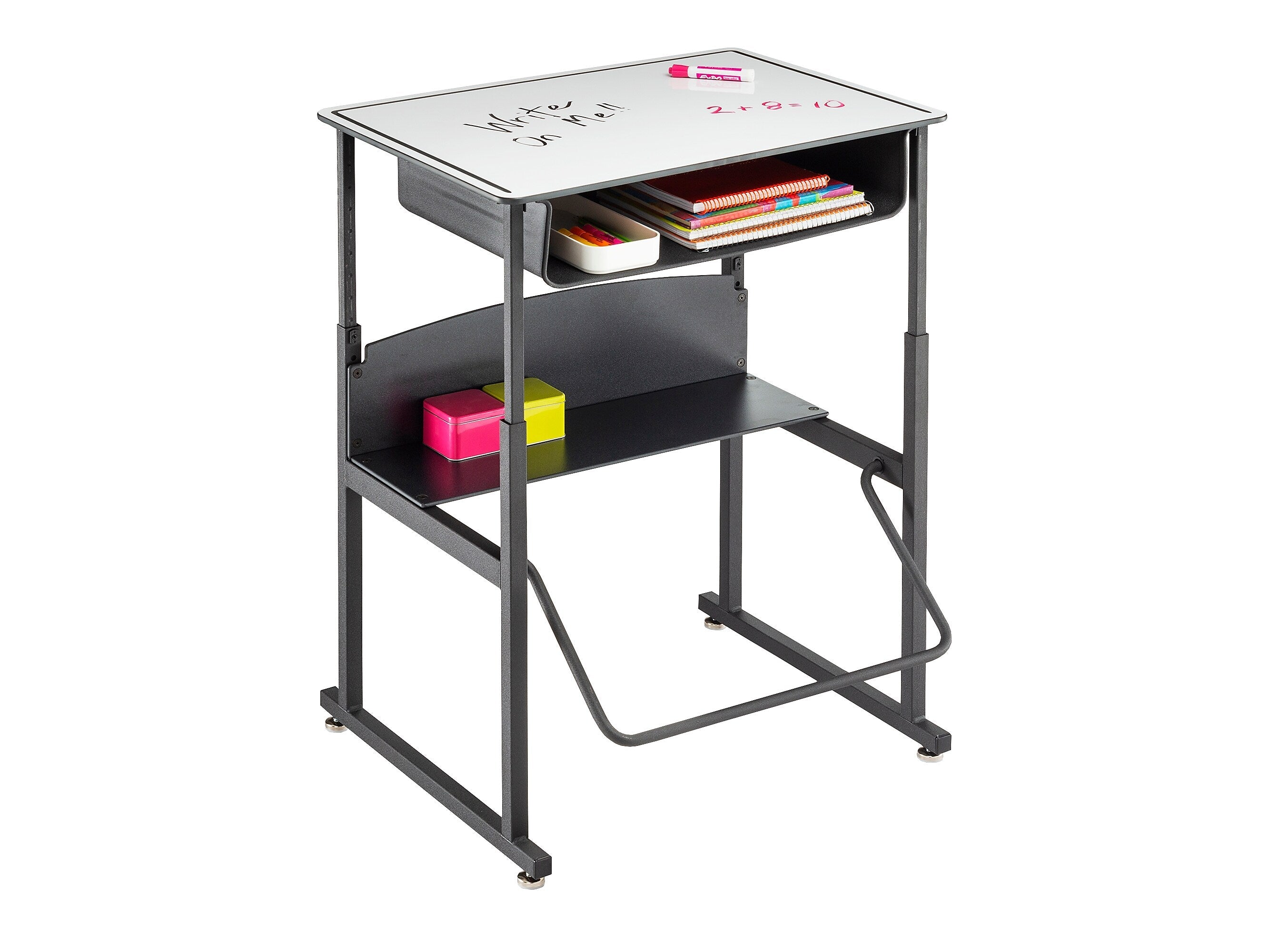 Safco AlphaBetter 26" - 42" Plastic/Steel Adjustable Desk, White/Black