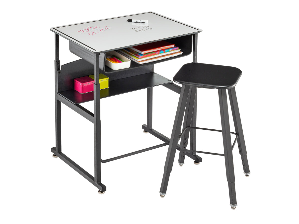 Safco AlphaBetter 26" - 42" Plastic/Steel Adjustable Desk, White/Black