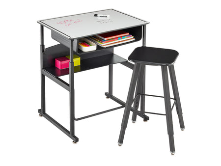 Safco AlphaBetter 26" - 42" Plastic/Steel Adjustable Desk, White/Black