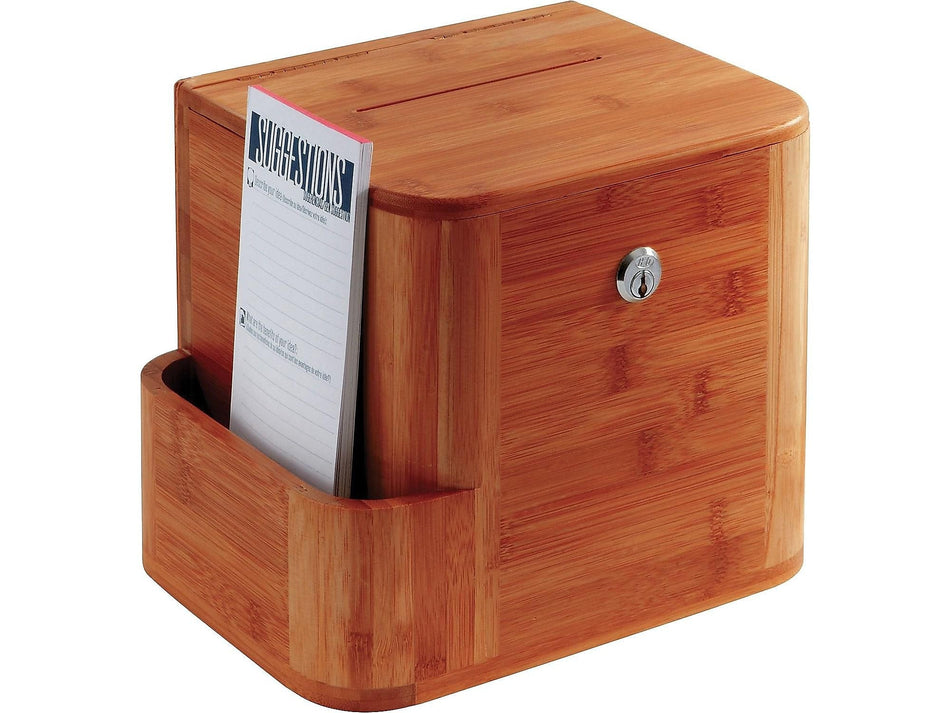 Safco Bamboo Locking Wood Suggestion Box, Cherry