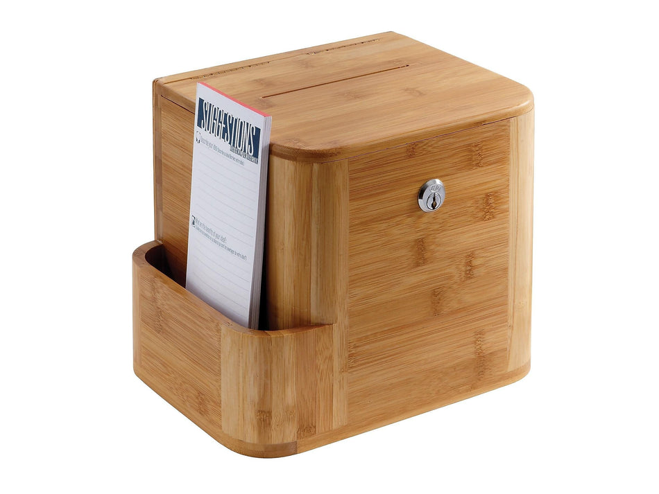 Safco Bamboo Locking Wood Suggestion Box, Natural