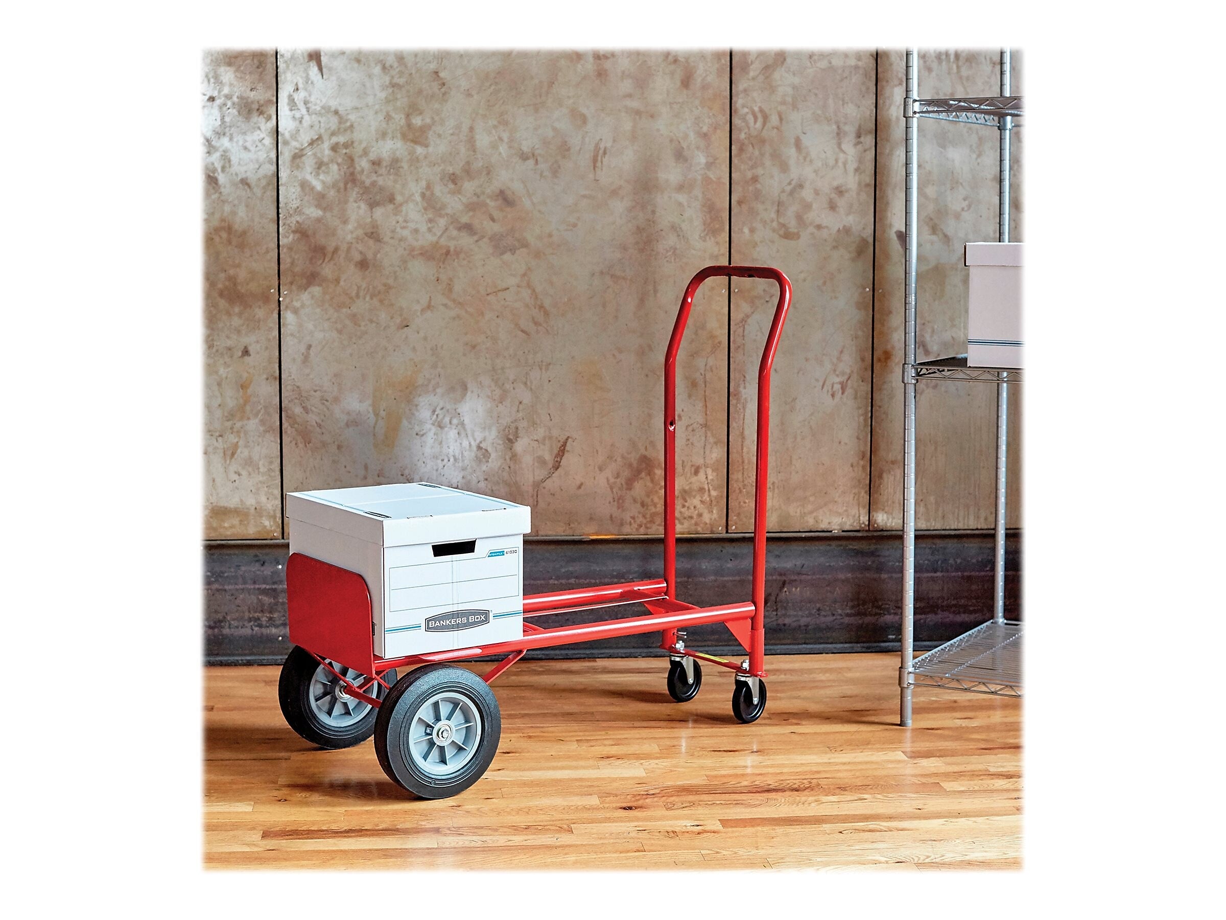 Safco Convertible Heavy-Duty Hand Truck, 600 lbs., Red