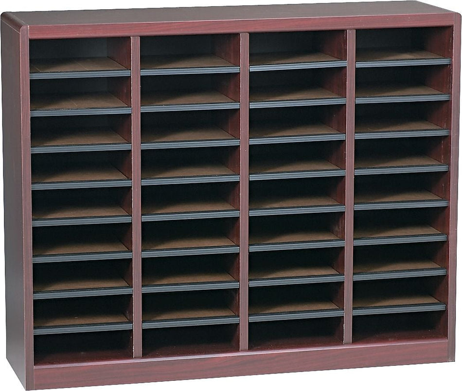 Safco E-Z Stor® 36-Compartment Literature Organizers, 40" x 11.75", Mahogany