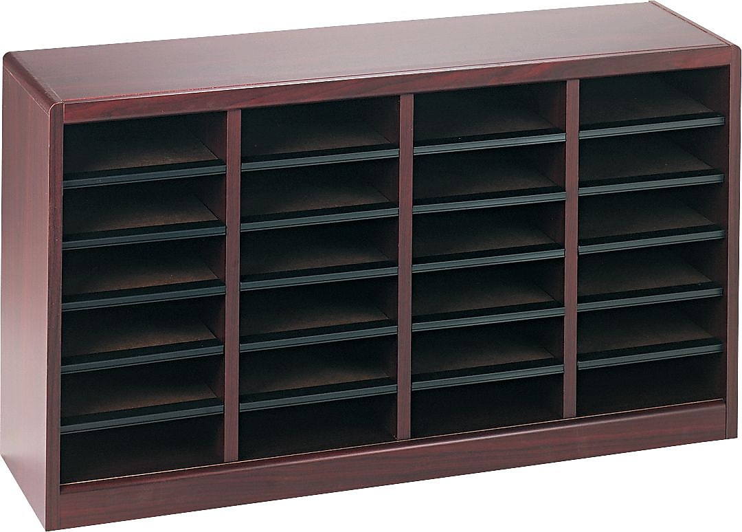 Safco E-Z Stor® Wood Literature Organizer, 24 Compartments, Mahogany, 23