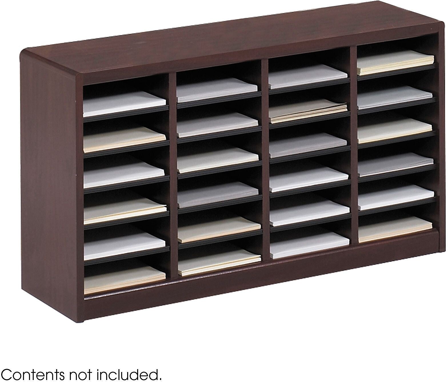 Safco E-Z Stor® Wood Literature Organizer, 24 Compartments, Mahogany, 23