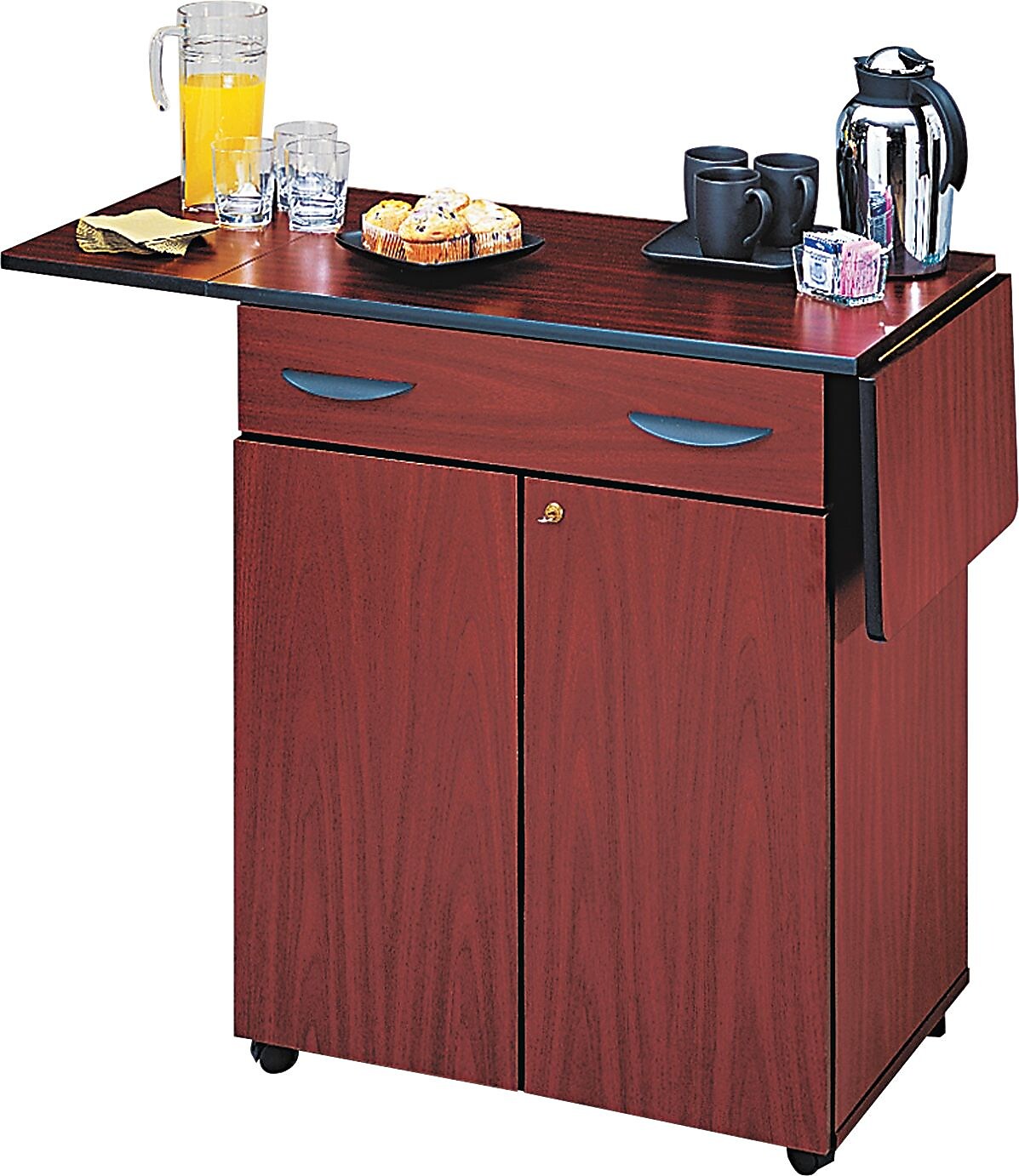 Safco® Hospitality Service Cart, Mahogany, 38 3/4