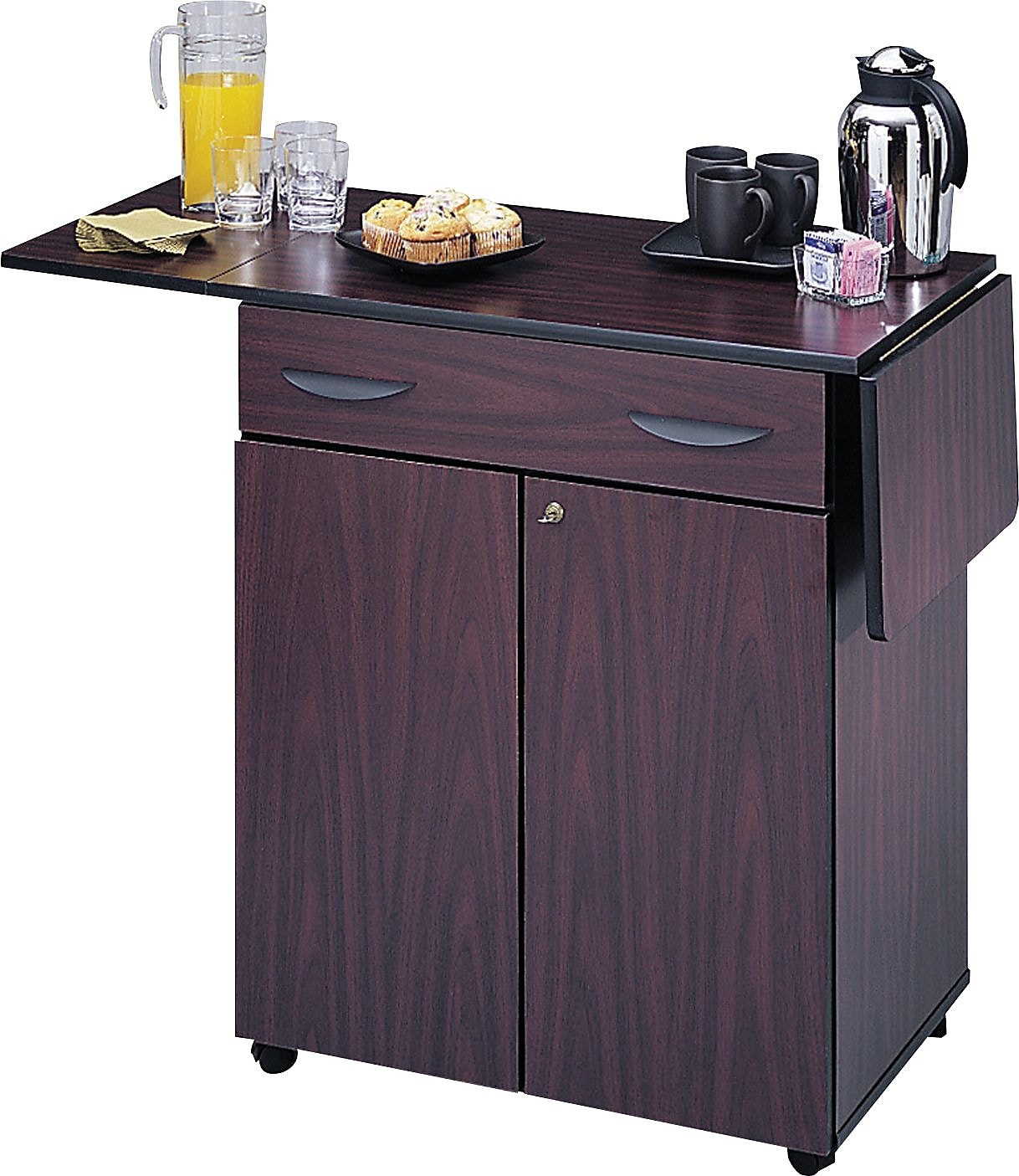 Safco® Hospitality Service Cart, Mahogany, 38 3/4
