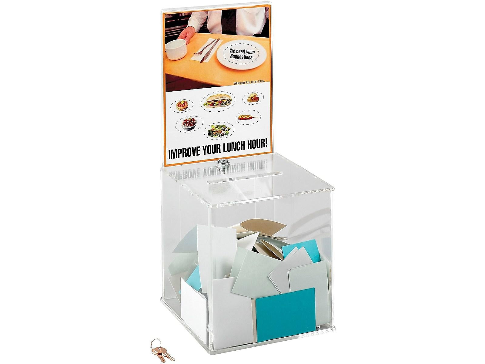 Safco Locking Acrylic Suggestion Box, Clear